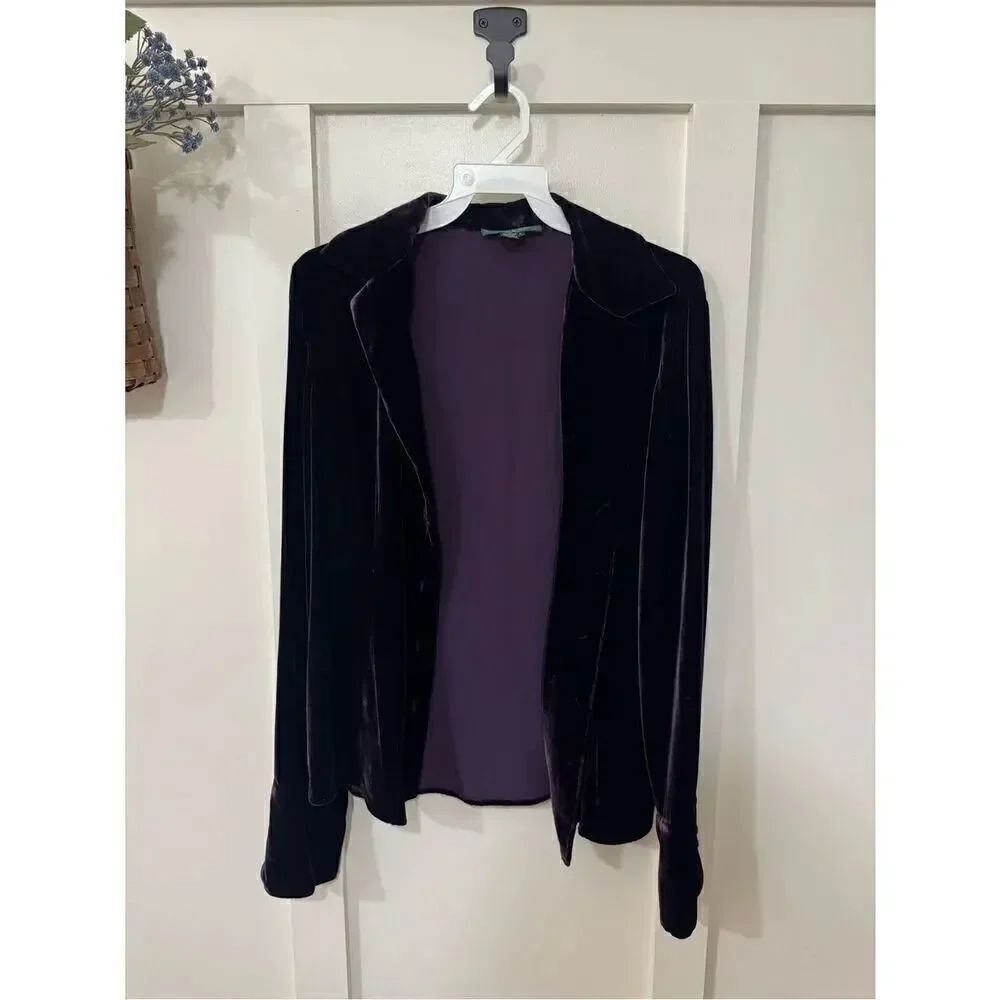 Vintage Ralph Lauren Velvet Button-Down Shirt in Deep Plum